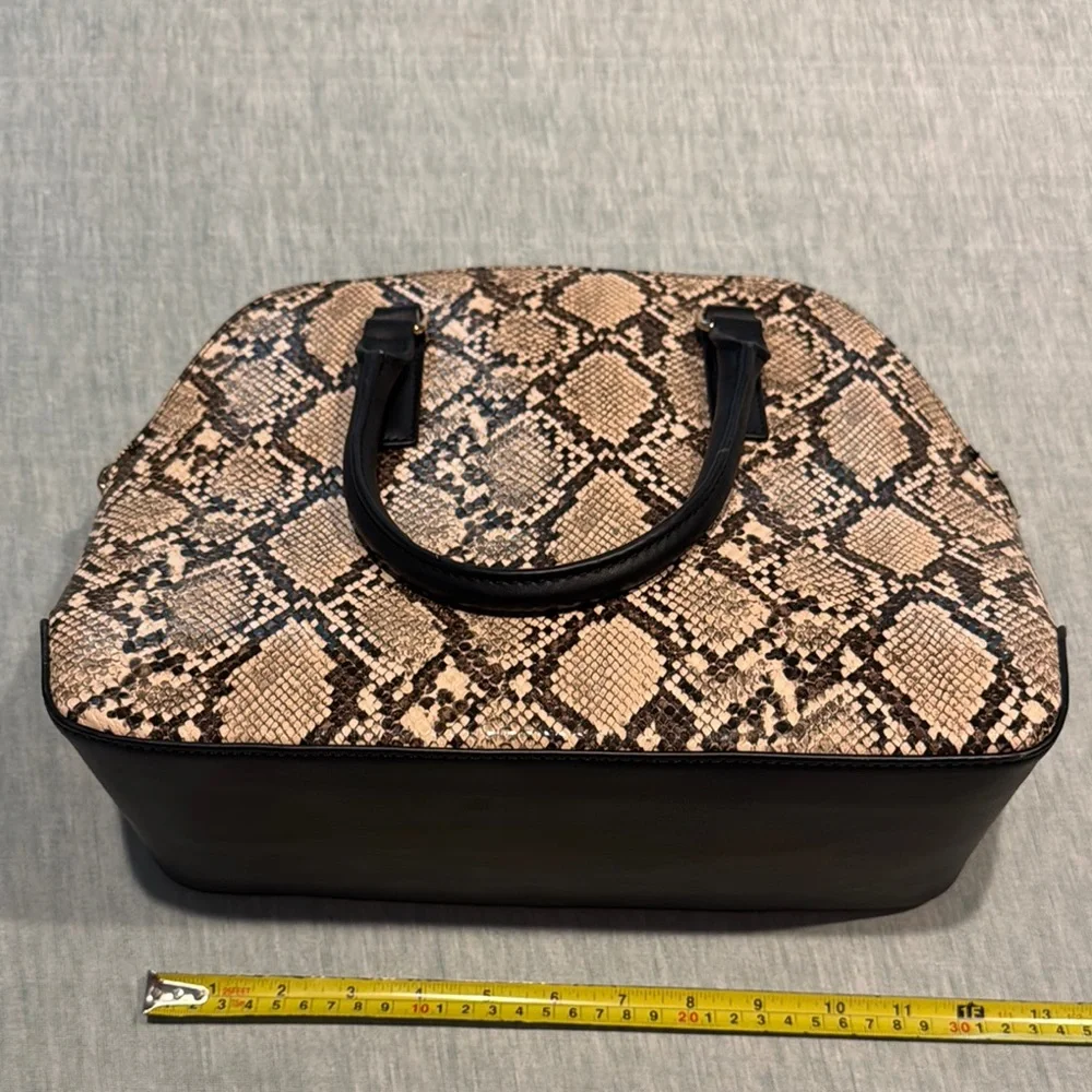 a new day Cream and Black Satchel with Classic Dome Shape